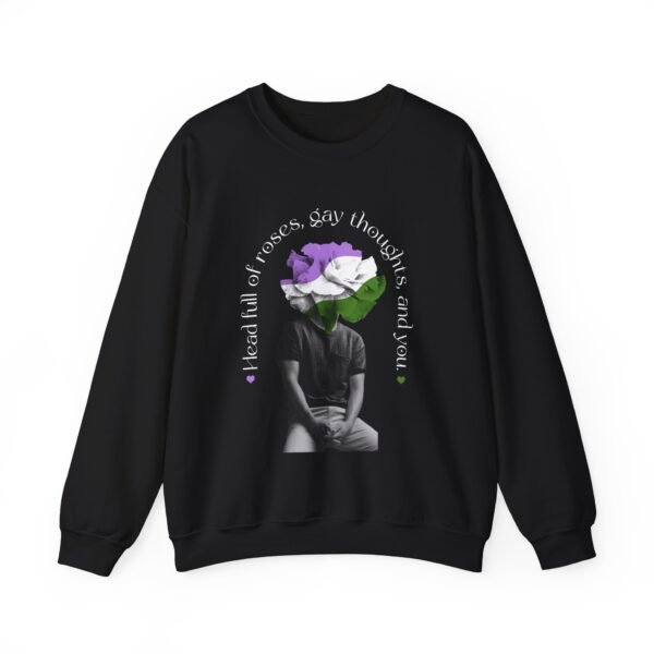 Genderqueer Flag Heavy Blend Crewneck Sweatshirt Valentines Day Unisex Size - Head Full Of Roses - Image 5