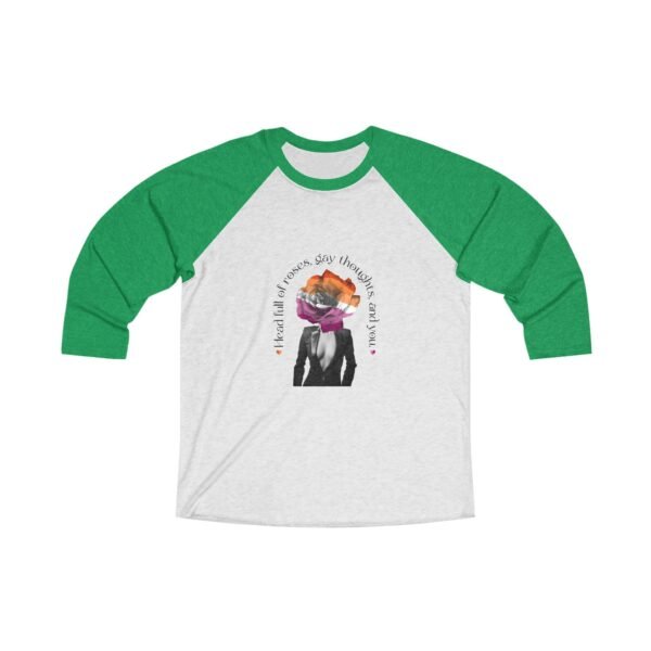 Lesbian Flag Tri-Blend Raglan Tee Valentines Day Unisex Size - Head Full Of Roses - Image 5
