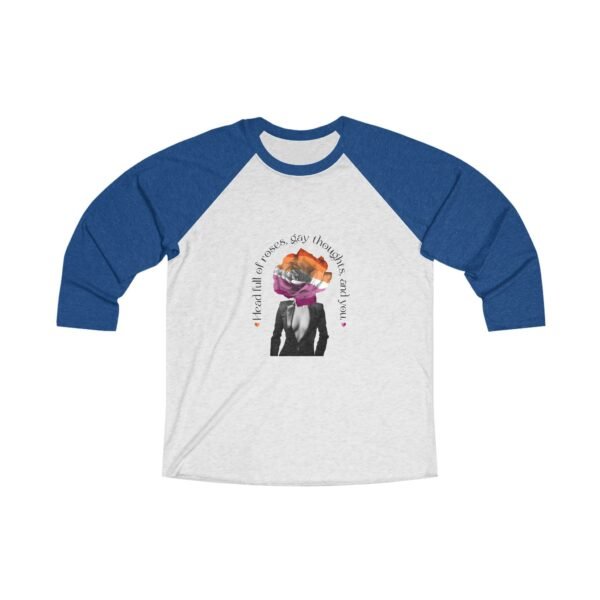 Lesbian Flag Tri-Blend Raglan Tee Valentines Day Unisex Size - Head Full Of Roses - Image 7