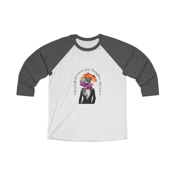 Lesbian Flag Tri-Blend Raglan Tee Valentines Day Unisex Size - Head Full Of Roses