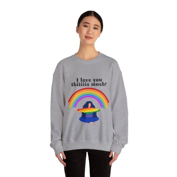LGBT Flag Heavy Blend Crewneck Sweatshirt Valentines Day Unisex Size - I Love You Thiiiis Much - Image 12
