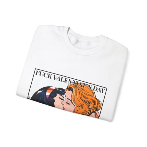 Lesbian Flag Heavy Blend Crewneck Sweatshirt Valentines Day Unisex Size - Fuck Valentine's Day I Love You Everyday - Image 3