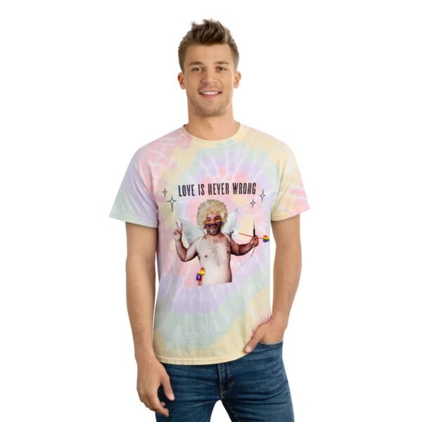 LGBT Flag Tie-Dye Spiral T-Shirt Valentines Day Unisex Size - Love Is Never Wrong - Image 3