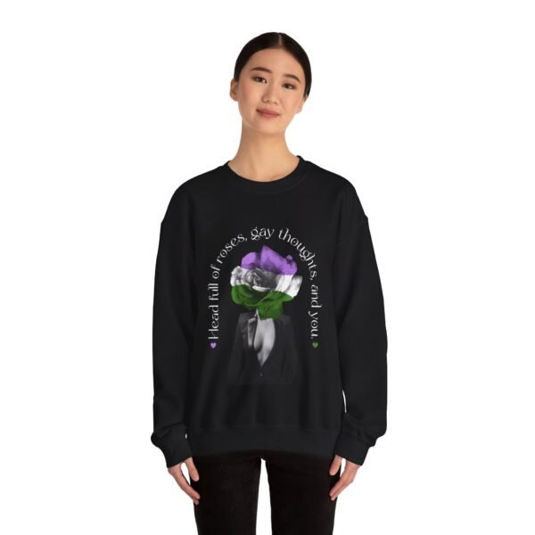 Gender Queer Flag Heavy Blend Crewneck Sweatshirt Valentines Day Unisex Size - Head Full Of Roses - Image 8