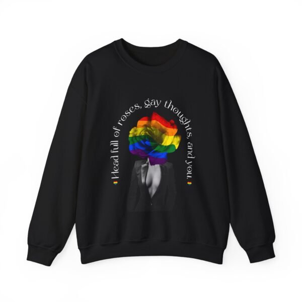 LGBT Flag Heavy Blend Crewneck Sweatshirt Valentines Day Unisex Size - Head Full Of Roses - Image 5