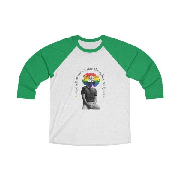 Two Spirit Flag Tri-Blend Raglan Tee Valentines Day Unisex Size - Head Full Of Roses - Image 5