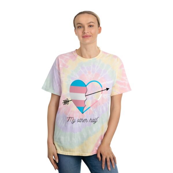 Transgender Flag Tie-Dye Spiral T-Shirt Valentines Day Unisex Size - My Other Half - Image 4