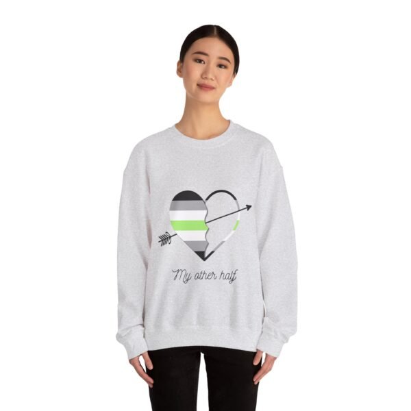 Agender Flag Heavy Blend Crewneck Sweatshirt Valentines Day Unisex Size - My Other Half - Image 4