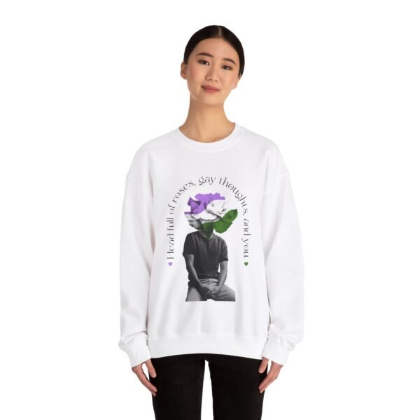 Genderqueer Flag Heavy Blend Crewneck Sweatshirt Valentines Day Unisex Size - Head Full Of Roses - Image 4