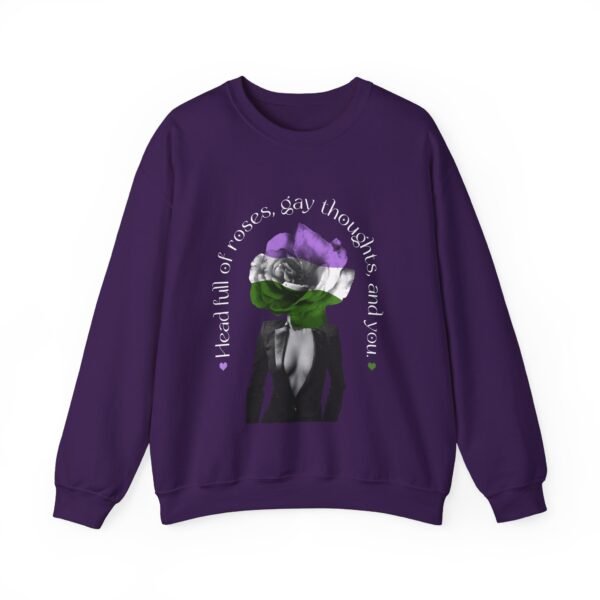 Gender Queer Flag Heavy Blend Crewneck Sweatshirt Valentines Day Unisex Size - Head Full Of Roses - Image 13