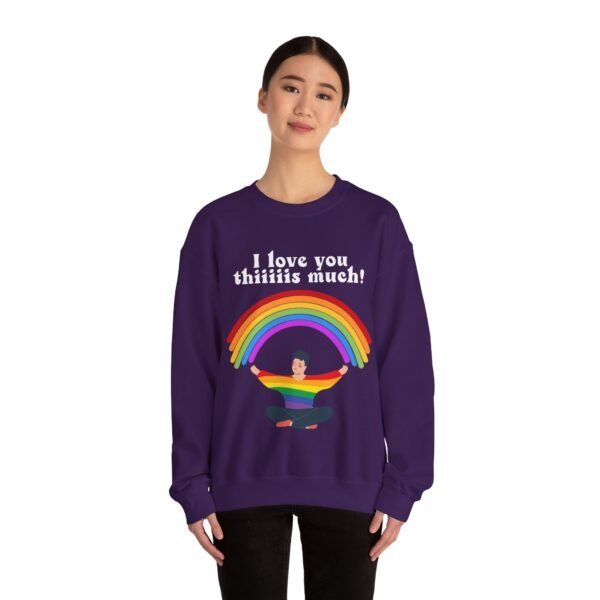 LGBT Flag Heavy Blend Crewneck Sweatshirt Valentines Day Unisex Size - I Love You Thiiiis Much - Image 16
