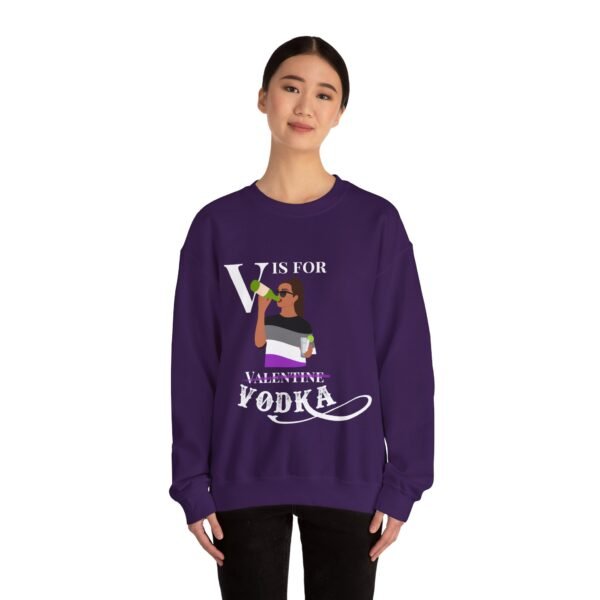 Asexual Flag Heavy Blend Crewneck Sweatshirt Valentines Day Unisex Size - V Is For Valentine - Image 16