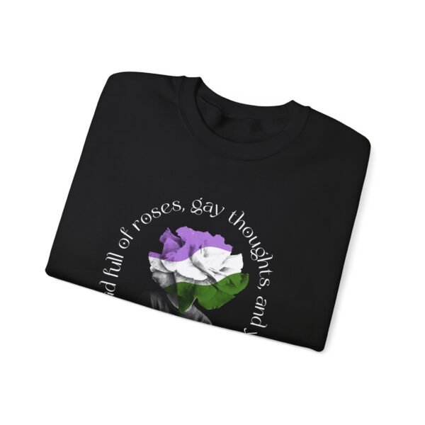 Genderqueer Flag Heavy Blend Crewneck Sweatshirt Valentines Day Unisex Size - Head Full Of Roses - Image 7