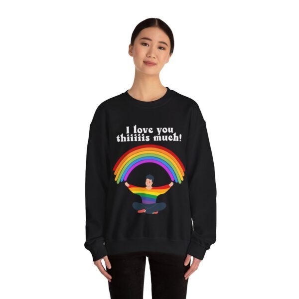 LGBT Flag Heavy Blend Crewneck Sweatshirt Valentines Day Unisex Size - I Love You Thiiiis Much - Image 8