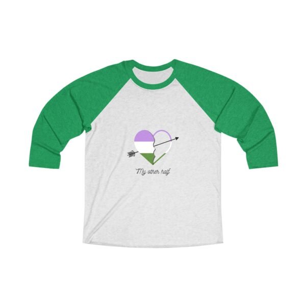 Genderqueer Flag Tri-Blend Raglan Tee Valentines Day Unisex Size - My Other Half - Image 5