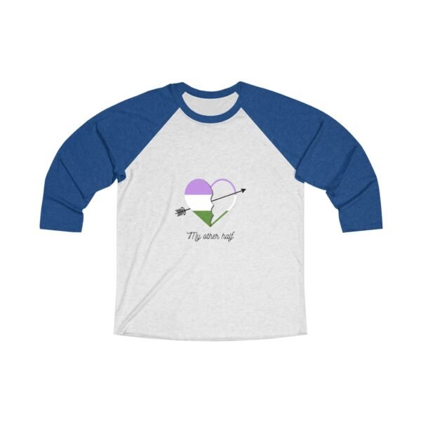 Genderqueer Flag Tri-Blend Raglan Tee Valentines Day Unisex Size - My Other Half - Image 7