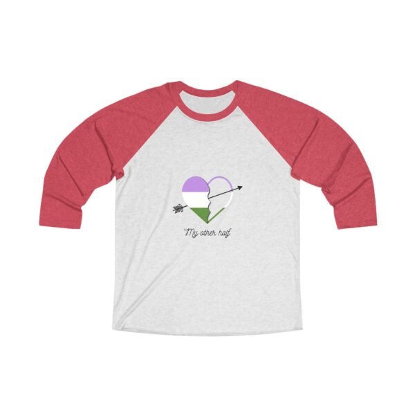 Genderqueer Flag Tri-Blend Raglan Tee Valentines Day Unisex Size - My Other Half - Image 3