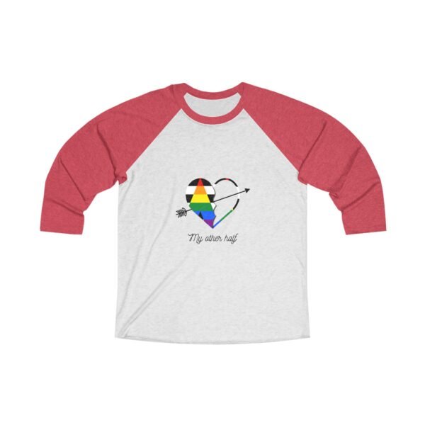 Straight Ally Flag Tri-Blend Raglan Tee Valentines Day Unisex Size - My Other Half - Image 3