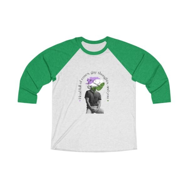 Genderqueer Flag Tri-Blend Raglan Tee Valentines Day Unisex Size - Head Full Of Roses - Image 5