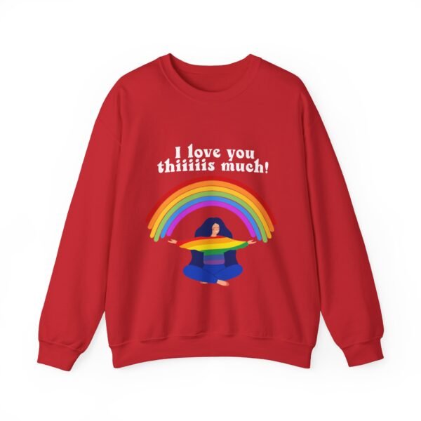 LGBT Flag Heavy Blend Crewneck Sweatshirt Valentines Day Unisex Size - I Love You Thiiiis Much - Image 17