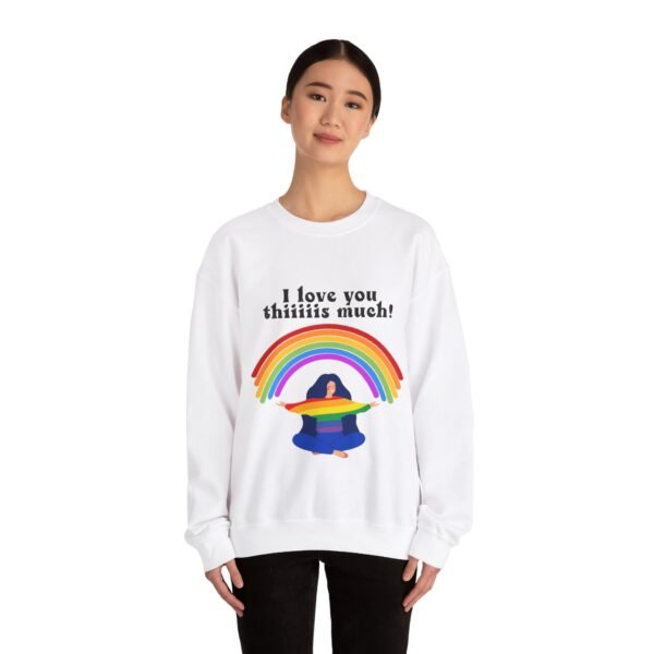 LGBT Flag Heavy Blend Crewneck Sweatshirt Valentines Day Unisex Size - I Love You Thiiiis Much - Image 4
