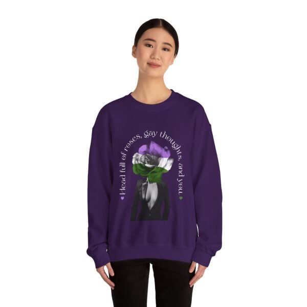 Gender Queer Flag Heavy Blend Crewneck Sweatshirt Valentines Day Unisex Size - Head Full Of Roses - Image 16