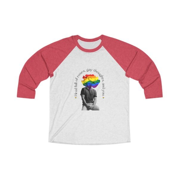 LGBT Flag Tri-Blend Raglan Tee Valentines Day Unisex Size - Head Full Of Roses - Image 3