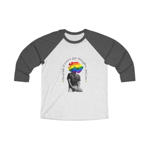 LGBT Flag Tri-Blend Raglan Tee Valentines Day Unisex Size - Head Full Of Roses
