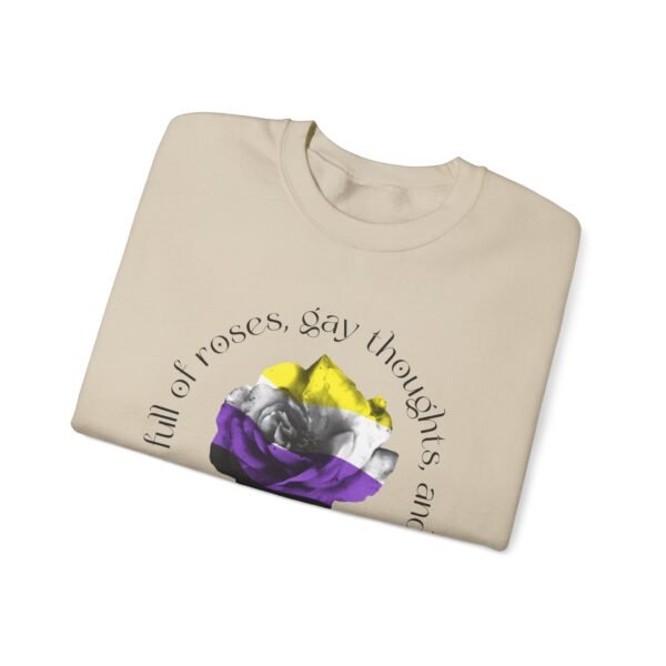 Non Binary Flag Heavy Blend Crewneck Sweatshirt Valentines Day Unisex Size - Head Full Of Roses - Image 7