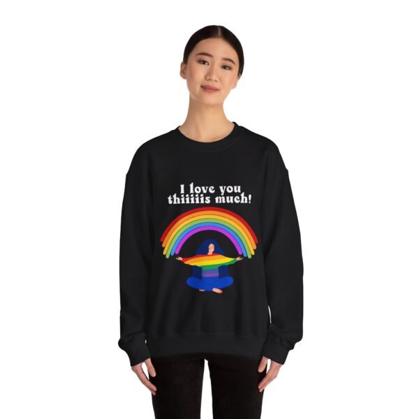 LGBT Flag Heavy Blend Crewneck Sweatshirt Valentines Day Unisex Size - I Love You Thiiiis Much - Image 8