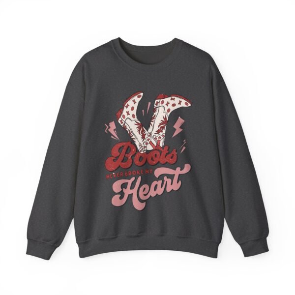 Heavy Blend Crewneck Sweatshirt Valentines Day Unisex Size - Boots Never Broke My Heart - Image 9