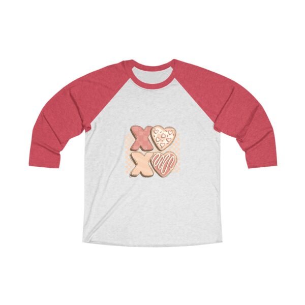 Tri-Blend Raglan Tee Valentines Day Unisex Size - XoXo - Image 3