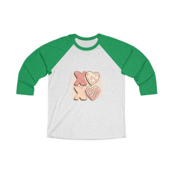 Tri-Blend Raglan Tee Valentines Day Unisex Size - XoXo - Image 5