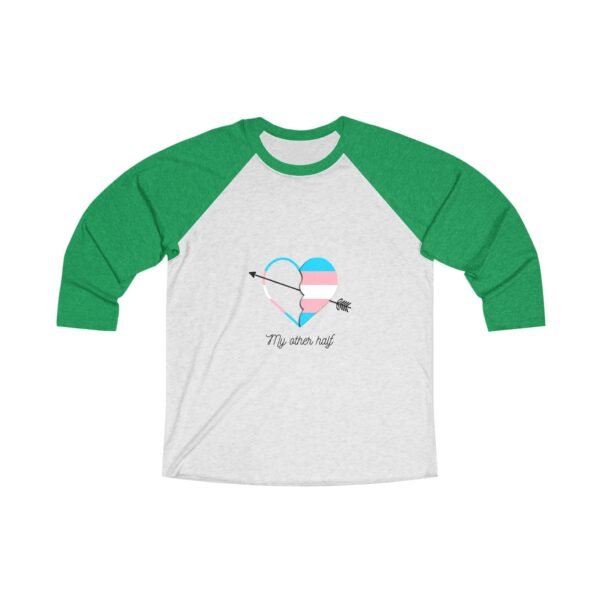 Transgender Flag Tri-Blend Raglan Tee Valentines Day Unisex Size - My Other Half - Image 5