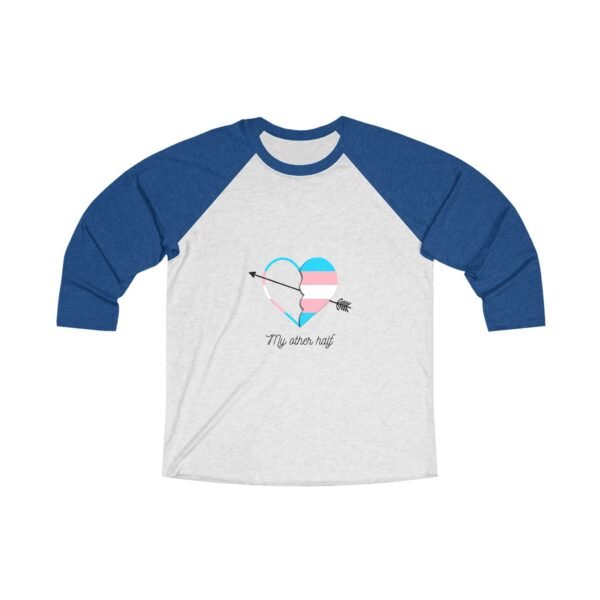 Transgender Flag Tri-Blend Raglan Tee Valentines Day Unisex Size - My Other Half - Image 7