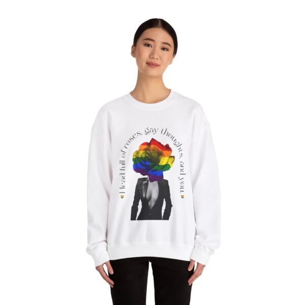LGBT Flag Heavy Blend Crewneck Sweatshirt Valentines Day Unisex Size - Head Full Of Roses - Image 4