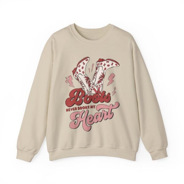 Heavy Blend Crewneck Sweatshirt Valentines Day Unisex Size - Boots Never Broke My Heart - Image 5