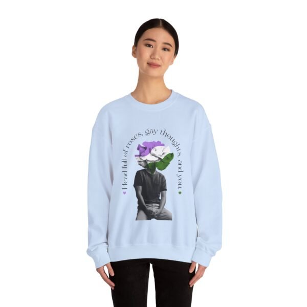 Genderqueer Flag Heavy Blend Crewneck Sweatshirt Valentines Day Unisex Size - Head Full Of Roses - Image 12