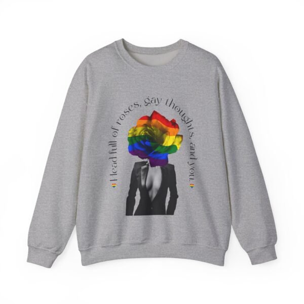 LGBT Flag Heavy Blend Crewneck Sweatshirt Valentines Day Unisex Size - Head Full Of Roses - Image 9