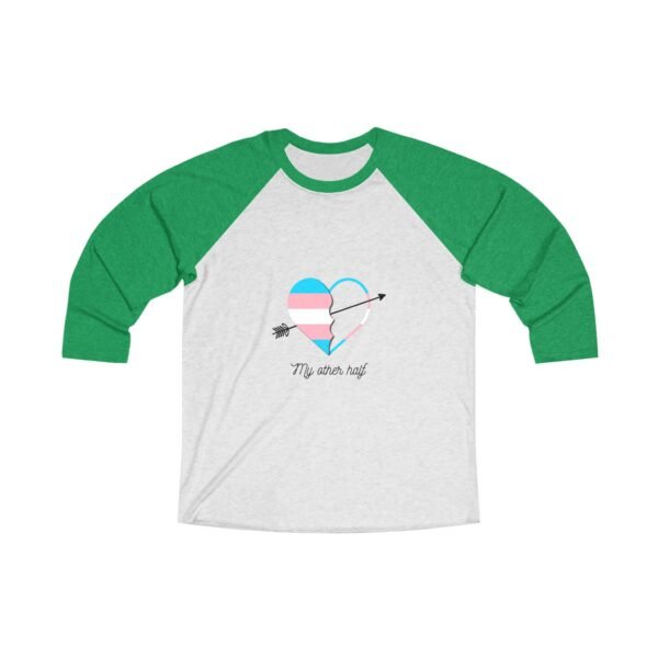 Transgender Flag Tri-Blend Raglan Tee Valentines Day Unisex Size - My Other Half - Image 5