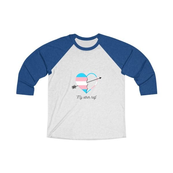 Transgender Flag Tri-Blend Raglan Tee Valentines Day Unisex Size - My Other Half - Image 7