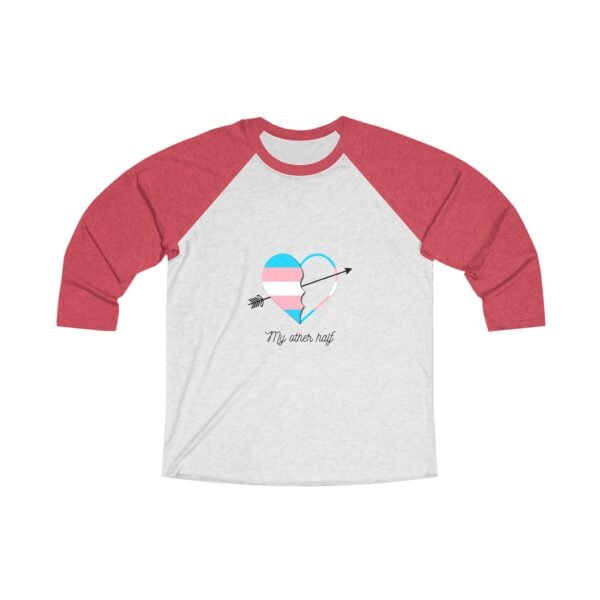 Transgender Flag Tri-Blend Raglan Tee Valentines Day Unisex Size - My Other Half - Image 3