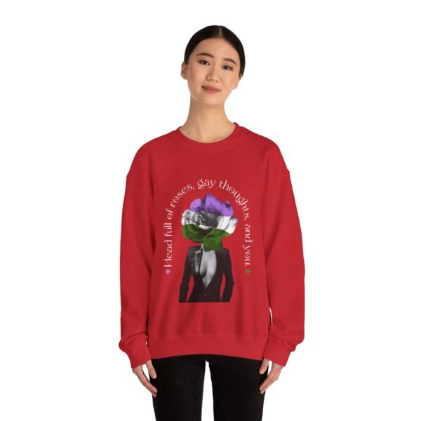 Gender Queer Flag Heavy Blend Crewneck Sweatshirt Valentines Day Unisex Size - Head Full Of Roses - Image 20