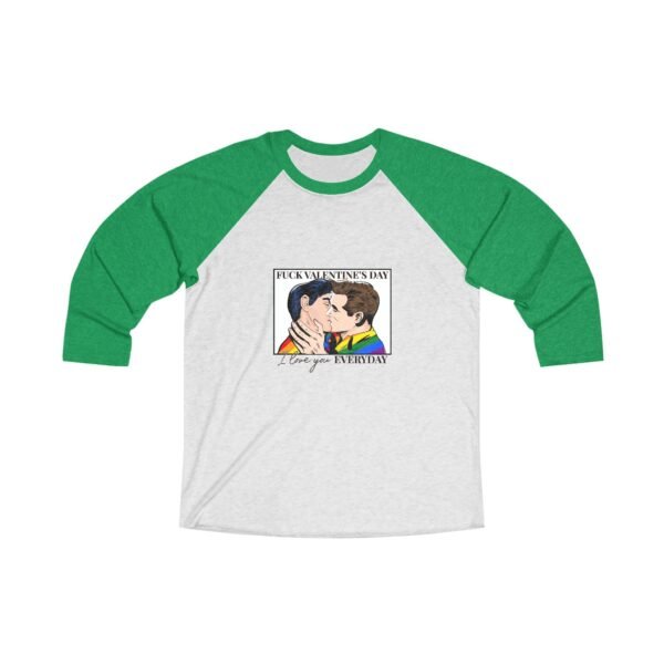 LGBT Flag Tri-Blend Raglan Tee Valentines Day Unisex Size - Fuck Valentines Day - Image 5