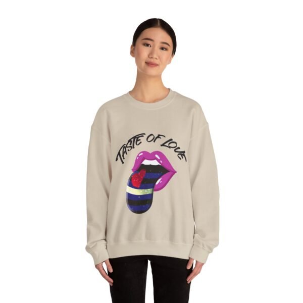Leather Flag Heavy Blend Crewneck Sweatshirt Valentines Day Unisex Size - Taste Of Love - Image 4
