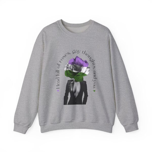 Gender Queer Flag Heavy Blend Crewneck Sweatshirt Valentines Day Unisex Size - Head Full Of Roses - Image 9