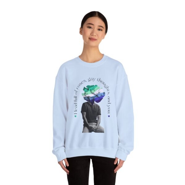 Gay Flag Heavy Blend Crewneck Sweatshirt Valentines Day Unisex Size - Head Full Of Roses - Image 12
