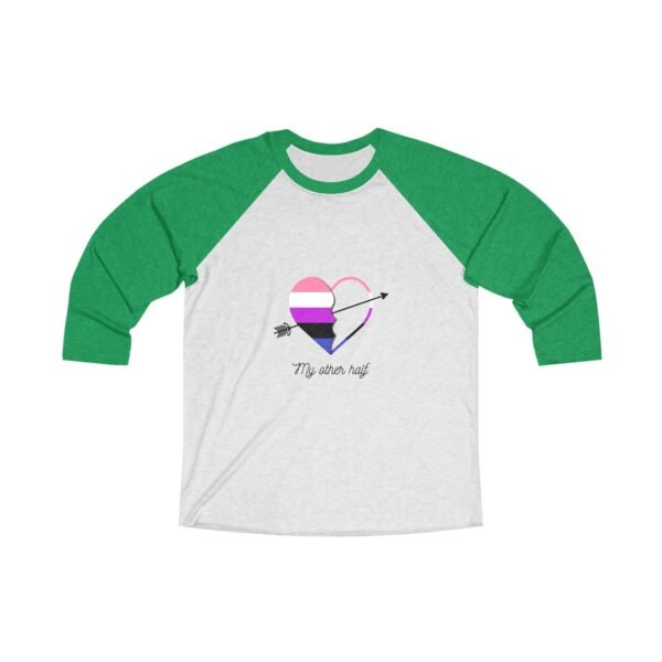 Genderfluid Flag Tri-Blend Raglan Tee Valentines Day Unisex Size - My Other Half - Image 5
