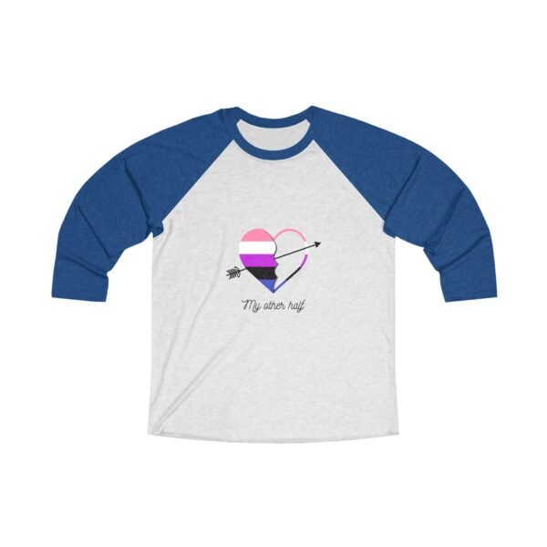 Genderfluid Flag Tri-Blend Raglan Tee Valentines Day Unisex Size - My Other Half - Image 7