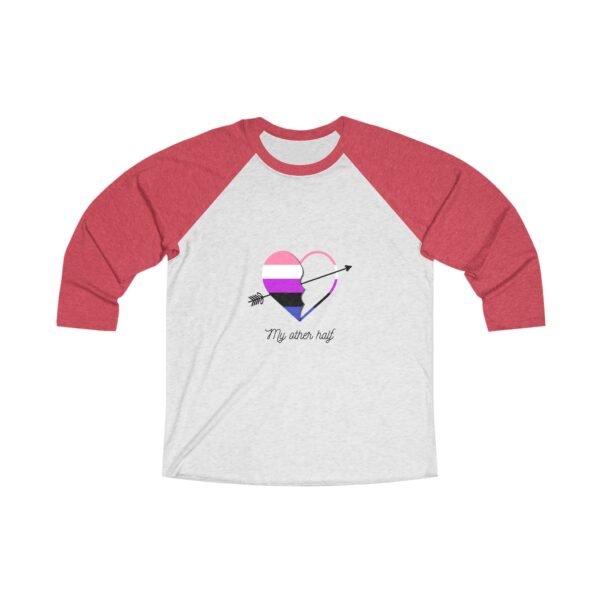 Genderfluid Flag Tri-Blend Raglan Tee Valentines Day Unisex Size - My Other Half - Image 3